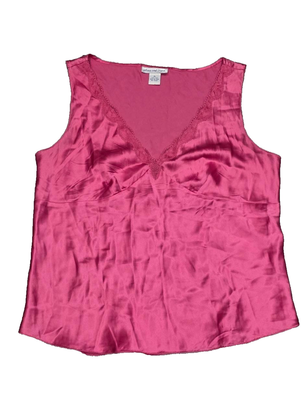 Anna and Frank FUCHSIA silk Fairy v-neck women TANK TOP XL A004096